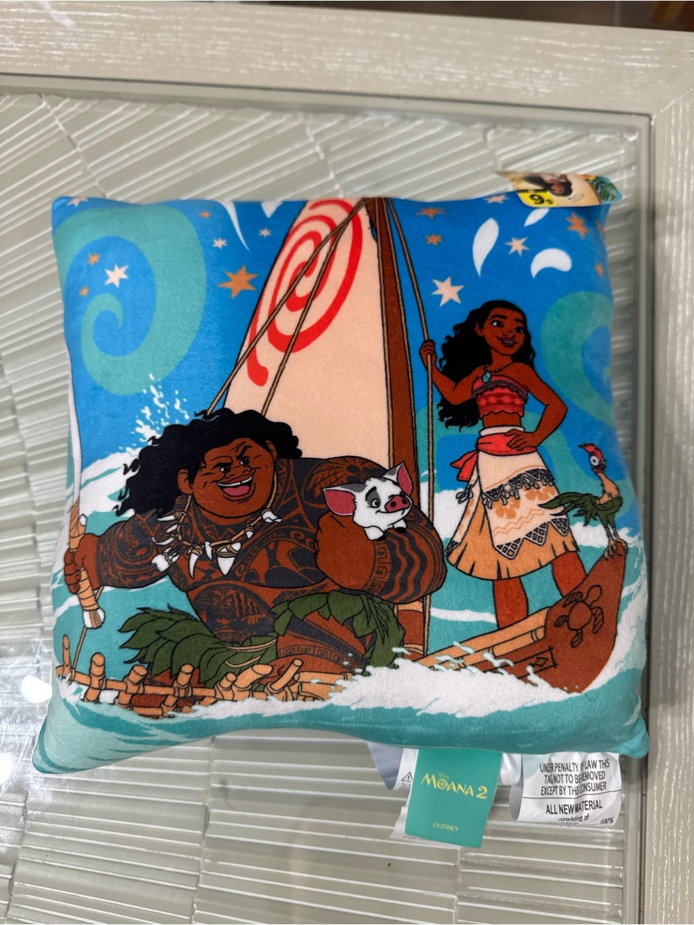 Disney Moana 2 Sailboat Character Pillow - Blue Turquoise Teal